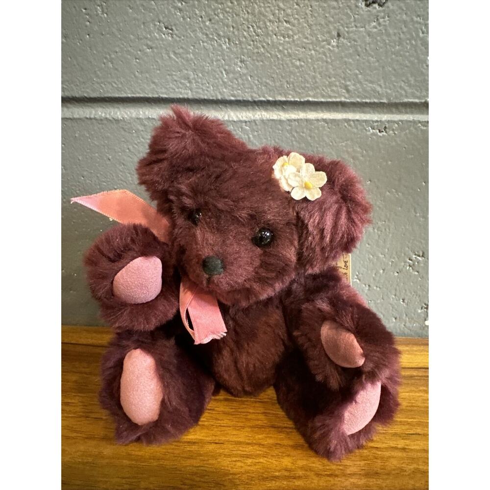 6” Plush Handmade Bears Just B-claws By Joyce Maroon Plum Beary Synthetic German